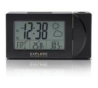 Explore Scientific RPW3008, Horloge de Projection avec Heure radiocommandée et prévisions météo, Double Alarme, Port USB pour recharger Le téléphone, capteur de température Interne Inclus, Noir