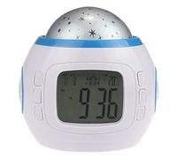Réveil à projection d'étoiles de musique d'accord coloré avec calendrier électronique perpétuel et thermomètre Fonction snooze Multifonctionnel Musique Projection étoilée Veilleuse avec sons de la