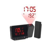 infactory Réveil à projection et station météo 2 en 1 sans fil – Noir