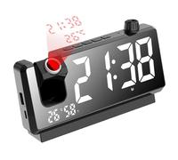 Réveil à Projection - Horloge Numérique avec Projecteur à 180° Affichage LED au Plafond | Capteur de Température, Calendrier Perpétuel, Alimenté par USB, Intelligent pour Chambre, Maison, Bureau,