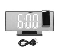 Réveil à Projection Numérique pour Chambre à Coucher, Horloges électroniques LED avec Projection sur Mur de Plafond, Projecteur 180°, Alimenté par Batterie avec Chargeur USB,(Lampe Blanche)