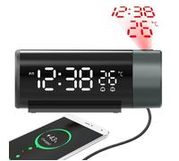 Reveil a Projection Plafond Heure, Horloge Enfant et Murale, LED Reveil Projecteur 180°, Luminosité Réglable a 4 Niveaux YYV