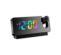 Réveil à projection, réveil de chevet, réveil LED HD avec projection au plafond, mur, réveil numérique avec projecteur rotatif à 180°, répétition, température (noir)