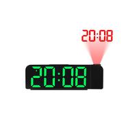 RéVeil à Projection Rotation 180 12/24H Horloge NuméRique LED Charge USB RéVeil Projecteur de Plafond (Vert)