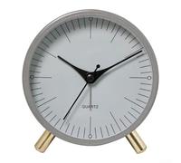 Réveil à Quartz Silencieux avec Pointeur Rond et Veilleuse Douce, Coque en Métal et Base Stable pour une utilisation silencieuse et stable de bureau ou de chevet (Gris)