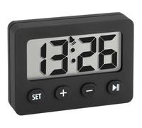 TFA Dostmann Réveil Numérique, 60.2014.01, Minuterie et Chronomètre, Fonction Réveil, Revêtement en Caoutchouc, Noir
