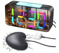 Réveil à vibrations extrêmement fort pour sourds/dormeurs profonds/malentendants réveil numérique RVB pour chambre d'enfan
