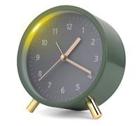 Réveil analogique - En métal vert - Avec veilleuse - Fonctionne avec piles - Réveil numérique pour chambre à coucher, adultes, enfants, cadeau de rentrée des classes