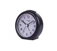 Réveil Analogique Quartz Silencieux Rond Noir avec Lumière et Alarme