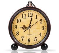 Reveil Analogique - Reveil Vintage sans Tic-Tac, Reveil Matin, Réveil À Quartz, Horloge A Poser, Reveil A Piles, Horloge De Table, Réveil De Voyage pour Maison Chambre Bureau