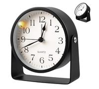 Réveil Analogique Silencieux, Réveil Analogique sans Tic-Tac avec Lumière, Réveil Silencieux sans Tic-Tac, Reveil A Piles, Horloge A Poser pour Table De Chevet, Chambre, Salon (11,5 X 10,5 cm)