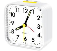 Réveil analogique silencieux sans tic-tac,réveil en douceur,bips sonores,fonctions répétition et d'éclairage à piles,blanc