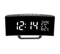 Réveil avec affichage LED indiquant l'heure, la température et l'humidité, trois options de luminosité, gradation automatique activée pendant les heures de nuit programmées (blanc)