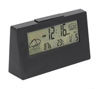 Réveil avec affichage météo avec surveillance de l'humidité et de la température pour des conditions intérieures plus saines (veilleuse noire)