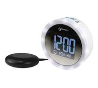 Réveil avec Alarme Puissante de 95dB, Flash Lumineux et Coussin Vibrant - Le Wake 'N' Shake Star de Geemarc Réveille Les Gros Dormeurs, Malentendants et Sourds - Port de Charge USB - Version FR