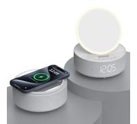 Réveil avec chargeur sans fil et lampe Bluetooth pour Apple et Samsung, gris