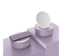 Réveil avec chargeur sans fil et miroir Bluetooth pour Apple et Samsung, violet