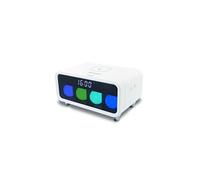 METRONIC 477029 Réveil avec Chargeur sans Fil par Induction, Effets Lumineux et Touches tactiles - Blanc