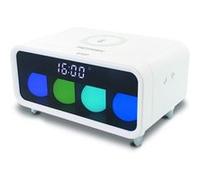 METRONIC 477029 Réveil avec Chargeur sans Fil par Induction, Effets Lumineux et Touches tactiles - Blanc
