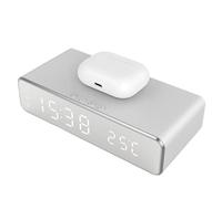 Réveil avec chargeur, support pour téléphone portable avec écran de température, réveil avec chargeur pour téléphone intégré, pour chambre, table, bureau