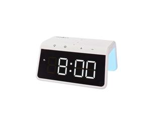 Réveil avec Fonction Chargeur Sans Fil Qi 15W et Snooze Modèle WCACQ30WT Blanc