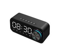 Réveil avec radio numérique haut-parleur Bluetooth affichage LED de l'heure et de l'alarme et surface miroir pour bureau - Noir -