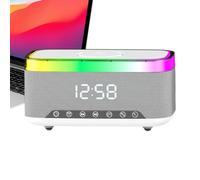 Réveil avec recharge sans fil - Horloge de chevet numérique ABS, haut-parleur, machine à bruit blanc | Veilleuse colorée, fonction snooze, cadeau d'anniversaire idéal pour hommes, femmes, adolescents