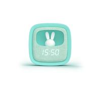 MOB ? MOBILITY ON BOARD Réveil et Veilleuse pour Enfant Billy Clock - Motif Lapin - Face Avant Tissu - Cadre Plastique Soft-Touch - Programmation de la Date, de l'Heure et de 3 Alarmes (Turquoise) - Neuf