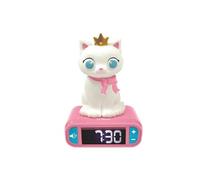 LEXIBOOK - Réveil veilleuse Chat - Sons et mélodies écran LCD rétro-éclairé et lumineux - Blanc Rose