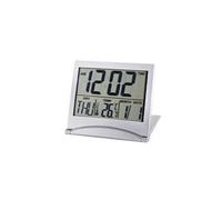 Réveil blanc mini numérique lcd pliable de bureau station météo de température électronique horloge