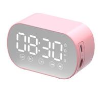 Réveil Bluetooth avec écran LED miroir, radio, météo, deux alarmes puissantes, idéal pour les gros dormeurs, rose.