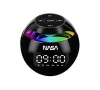 Nasa Gear Réveil Bluetooth SP200 – Enceinte 3W RMS, Double alarme, LED multicolore, USB-C Noir