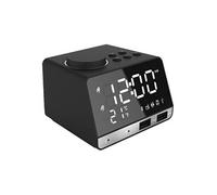 Réveil Bluetooth Radio Fm Enceinte Haut-Parleur Double USB Carte Micro SD Noir YONIS Noir