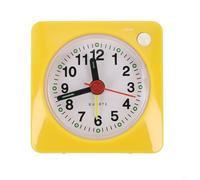 Réveil carré à quartz portable avec mouvement de balayage silencieux sans tic-tac, lumière intégrée et répétition, horloge de bureau ou de chevet compacte pour la maison, les étudiants, (jaune)