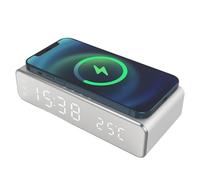 Réveil chargeur de téléphone - Support de téléphone portable avec rétroéclairage LED, horloge de chevet, chargeur de téléphone - pour chambre à coucher, bureau, table de chevet