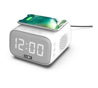 Réveil chargeur enceinte - EVOOM - EV304601 - Blanc avec chargeur sans fil et enceinte intégrée