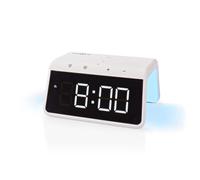 Réveil + Chargeur Sans Fil Certifié Qi | 5 / 7.5 / 10 / 15 W Double Alarme Blan