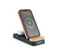 THOMSON Réveil Chargeur Induction 3 en 1 sans Fil 15W, Station de Charge Rapide pour iPhone/Android, Samsung et Apple Watch, Réveil Matin, Support Pliable et Port USB-C. pour Bureau ou Chevet - C850i