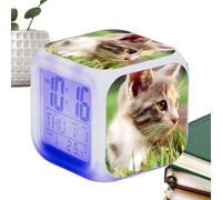 Réveil Chat - Cube numérique LED | Horloge de Table avec Grand écran avec Design Mignon Chat et Volume réglable pour, Salle de Classe, Salon, décoration d'enseignement d