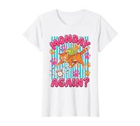 Réveil Chat Monday Again - Design Amusant T-Shirt Graphique avec Valeur, Femme, Blanc, S