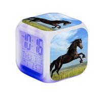 Réveil cheval - Alarme animale - Réveil numérique - Brillant dans la Nuit - LED Cube Horloge avec lumière réveil Nocturne 7 Couleur sreveil - Cadeaux d'anniversaire pour Adolescents Adultes