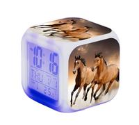 Réveil cheval - Alarme animale - Réveil numérique - Brillant dans la Nuit - LED Cube Horloge avec lumière réveil Nocturne 7 Couleur sreveil - Cadeaux d'anniversaire pour Adolescents Adultes