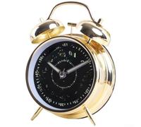 Réveil cloche en métal de 10,2 cm, sonnerie forte pour réveil, veilleuse activée par bouton poussoir et mouvement de balayage silencieux (doré)