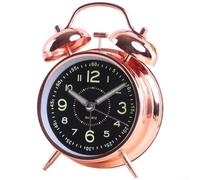 Réveil cloche en métal de 10,2 cm, sonnerie forte pour réveil, veilleuse activée par bouton poussoir et mouvement de balayage silencieux (or rose)