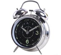 Réveil cloche en métal de 10,2 cm, sonnerie forte pour réveil, veilleuse activée par bouton poussoir et mouvement de balayage silencieux (argenté)