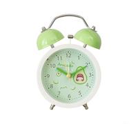 Réveil compact 13 cm à piles Design compact Vert | Construction durable en métal et ABS, style classique à double cloche, équipement silencieux sans tic-tac
