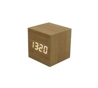 Réveil Cube en Bois LED Numérique - Horloge Digitale Intelligente avec Détection Sonore - Thermomètre Intégré, Alarme & Mode Économie d'Énergie - Design Contemporain pour Chambre, Bureau & Voyage