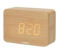 Nedis Réveil de Bureau en Bois avec Affichage LED et Fonction Snooze Marron