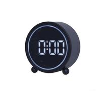 Réveil de bureau moderne avec chronométrage analogique et affichage numérique de l'alarme, son de cloche fort, double alimentation USB/batterie, mode veilleuse douce (noir)