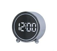 Réveil de bureau moderne avec chronométrage analogique et affichage numérique de l'alarme, son de cloche fort, double alimentation USB/batterie, mode veilleuse douce (argenté)